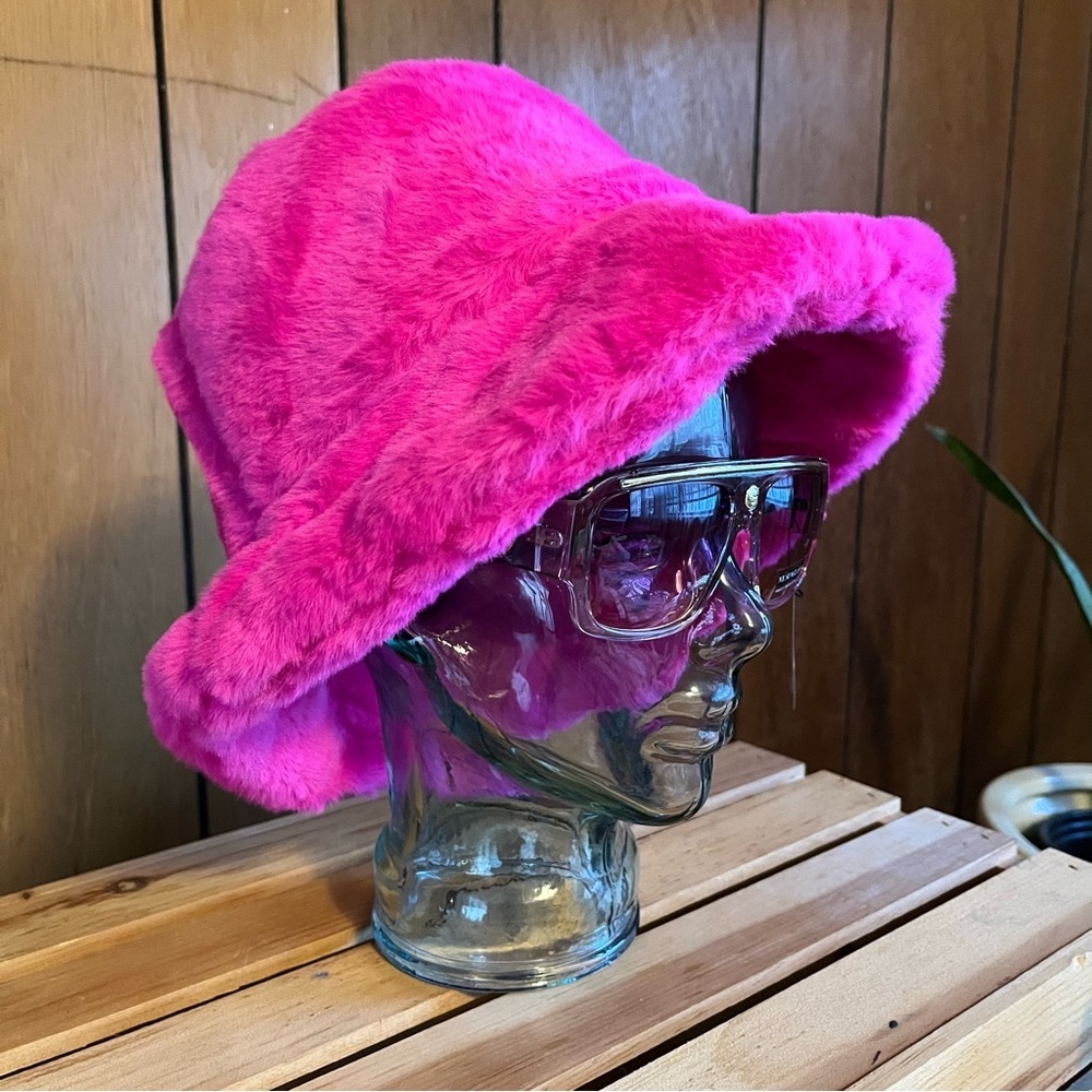 Hot Pink Faux Fur Bucket Hat